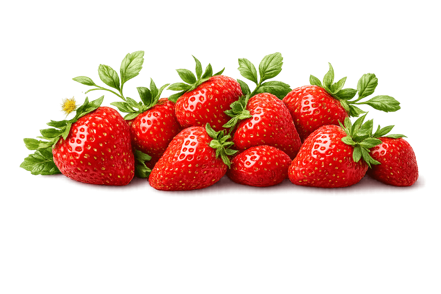 Reife Erdbeeren mit zarten Blüten